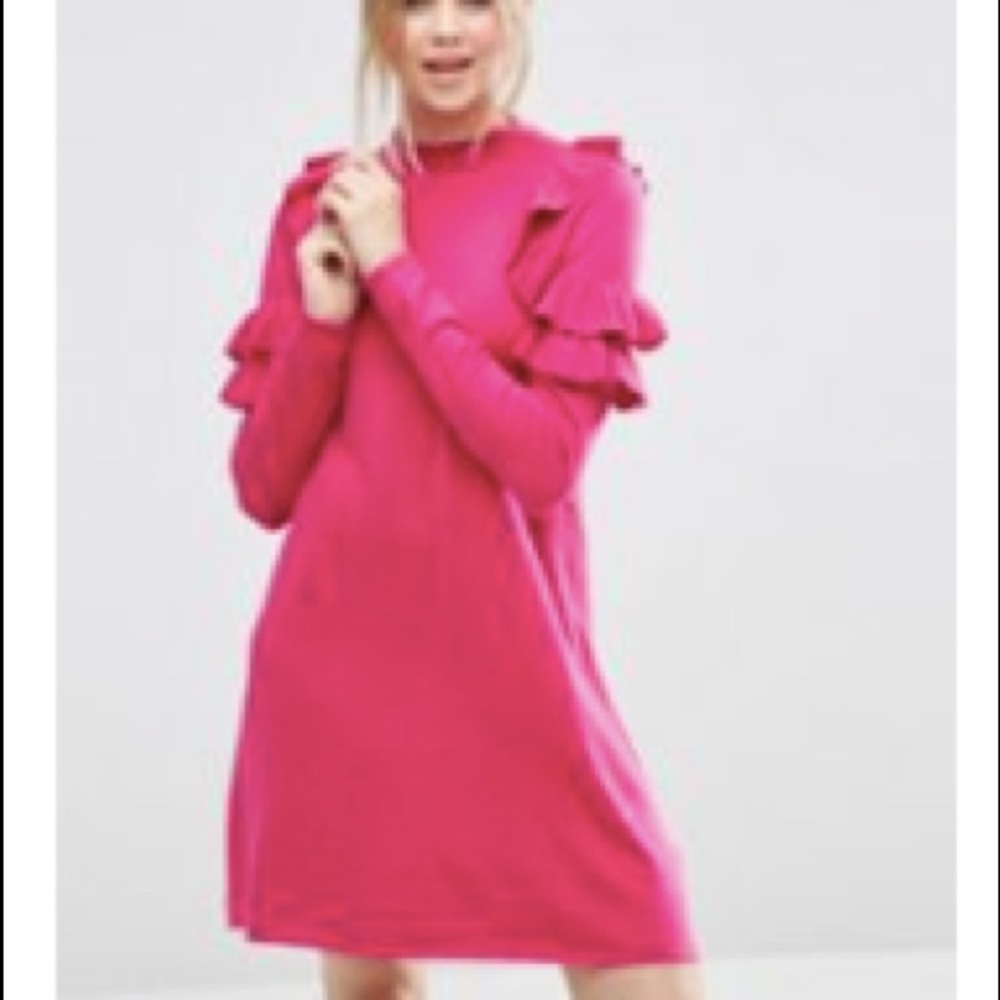 ASOS ruffle shoulder sweater dress